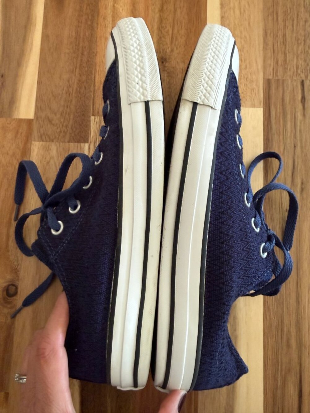 Converse Chuck Taylor All Star Low Top Sneakers Navy Textured Woven Womens Sz 10 - Picture 10 of 11